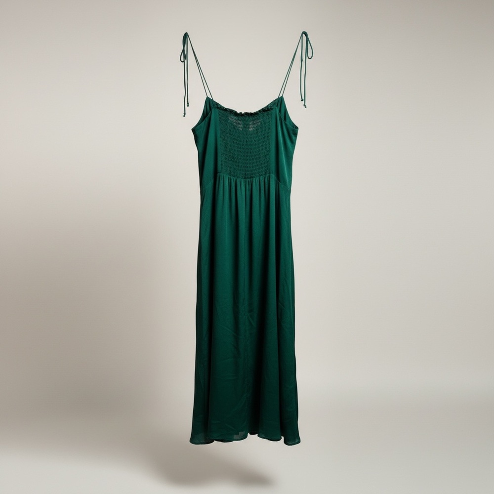 Reformation Jaelyn Midi Dress Emerald Green Size 2 Sweetheart Bustier Slit - Picture 7 of 8